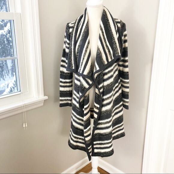 Kensie Melange Stripe Drape Front Cardigan Sweater - Picture 2 of 7